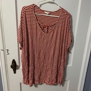 Red & White Striped 3X Plus Size Women’s Shirt